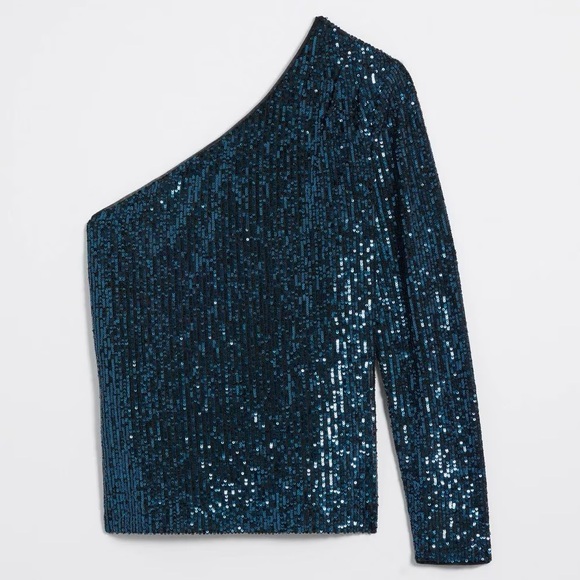 White House Black Market sequin one shoulder top (women’s XL) (NWOT) - Picture 5 of 8